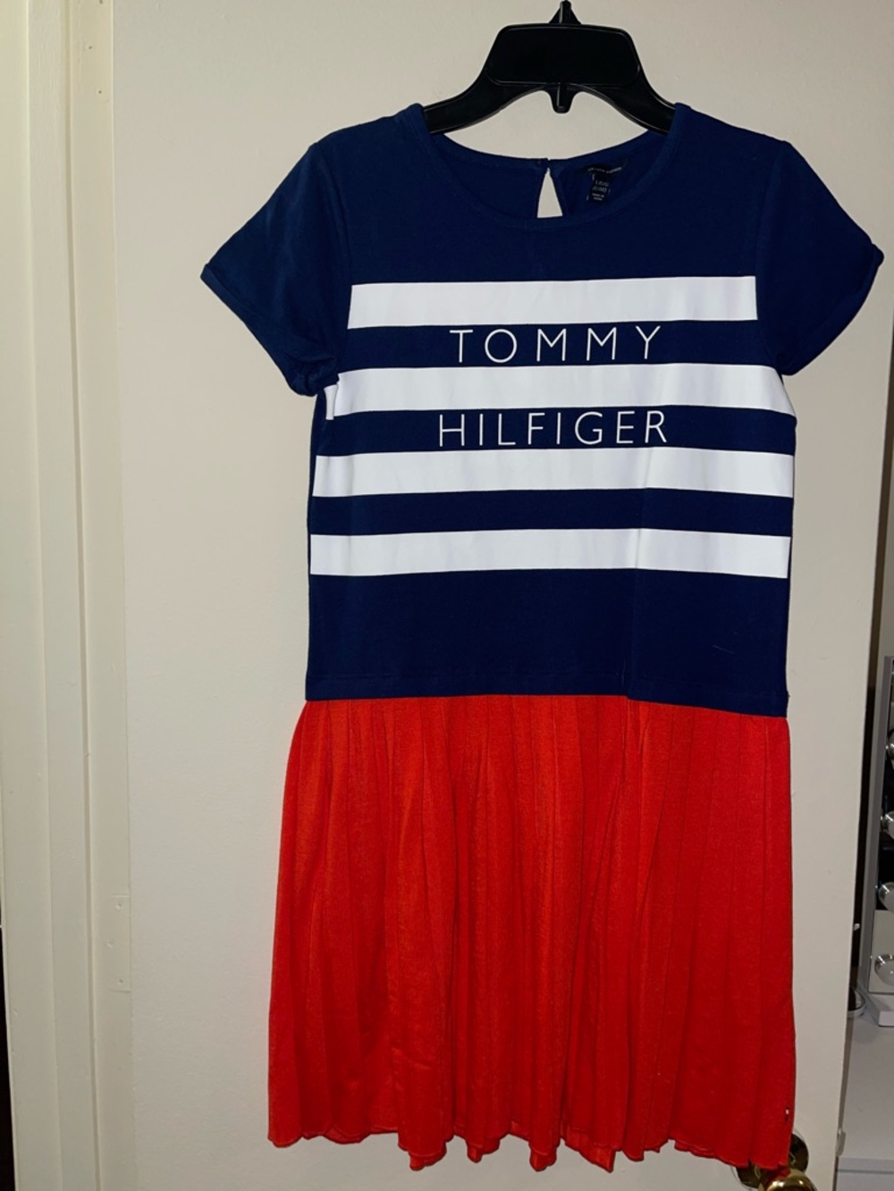 Tommy Hilfiger Navy, White & Red Logo Fit-and-Flare Dress